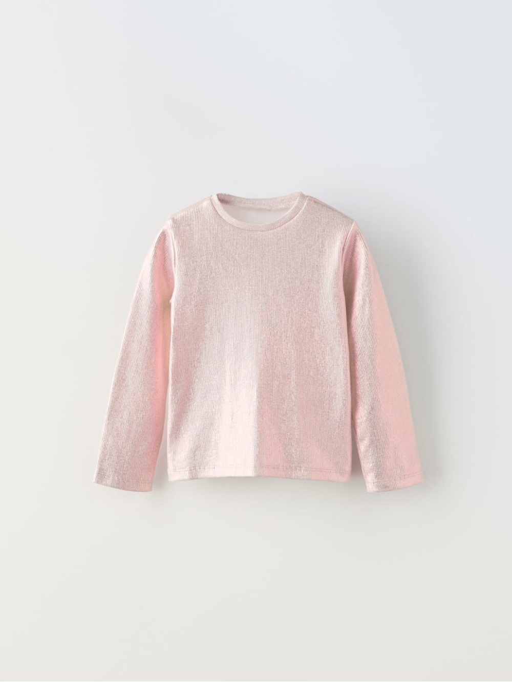 NWT Zara 18-24m pink foil shiny ribbed long sleeve shirt top